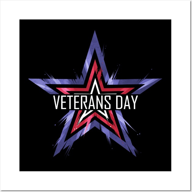 US Flag Colors Star Veterans Day Wall Art by SinBle